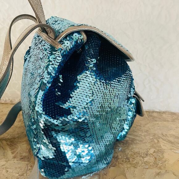 COACH Turquoise poppy sequin backpack limited edition 16916 - Picture 5 of 10